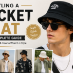 Man wearing a black bucket hat with stylish casual and streetwear outfit ideas. Styling a Bucket Hat: stylish outfit ideas and wearing tips